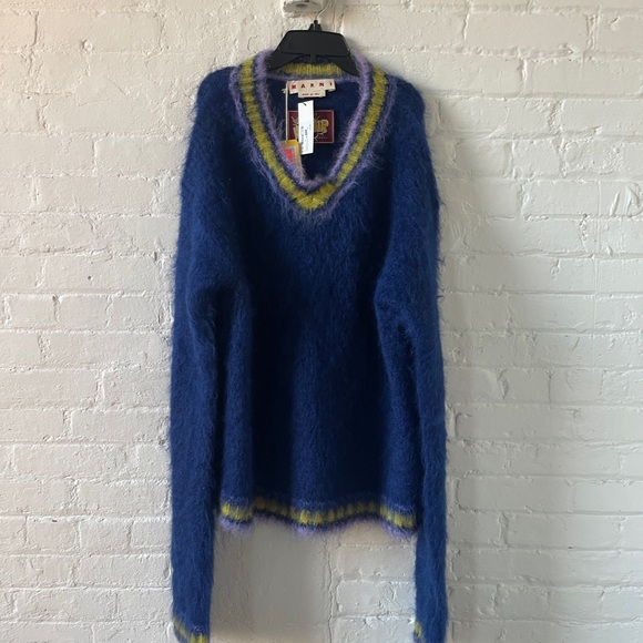 Marni Fuzzy Wuzzy Striped College Mohair Sweater - Picture 2 of 7